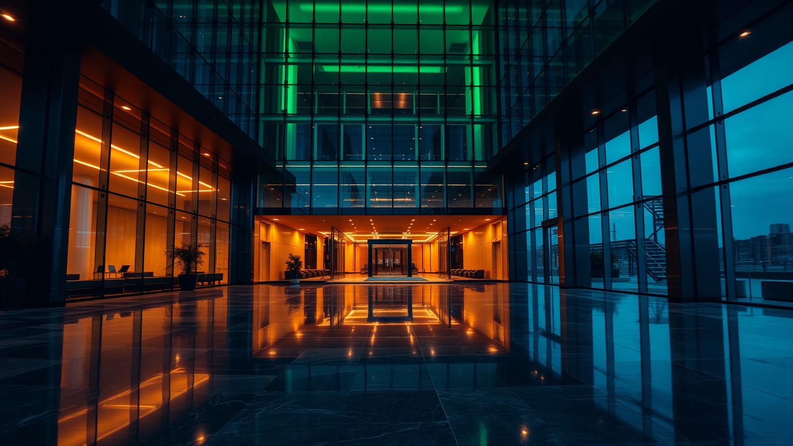 Modern corporate building lobby