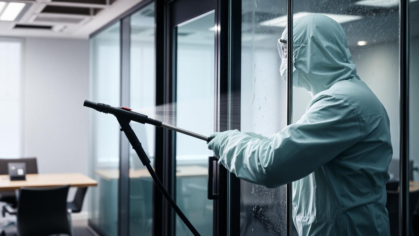 Deep cleaning specialist using industrial equipment